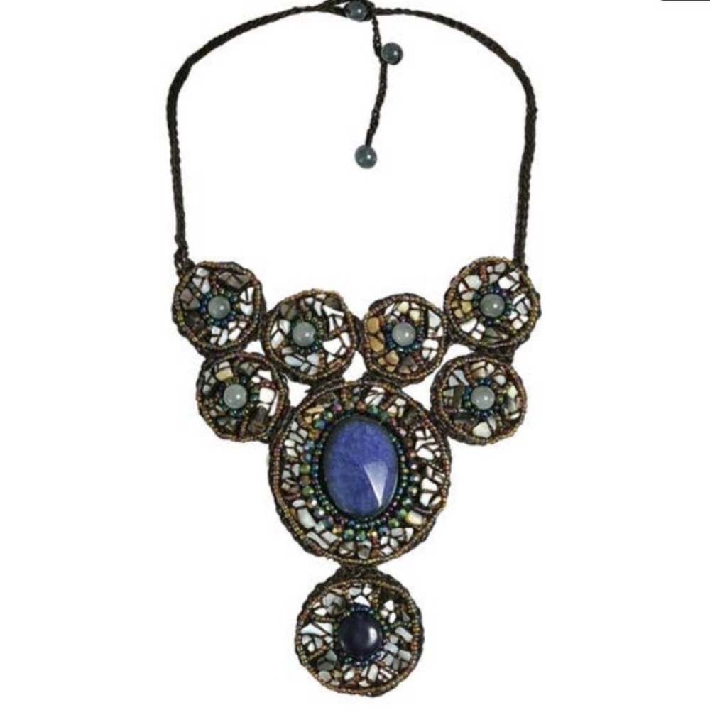Stone Beaded Statement Necklace - image 1